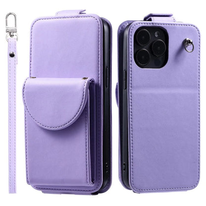 For iPhone 15 Pro Case Wallet Stand PU Leather Phone Cover with Straps