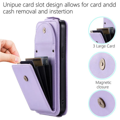 For iPhone 15 Pro Case Wallet Stand PU Leather Phone Cover with Straps