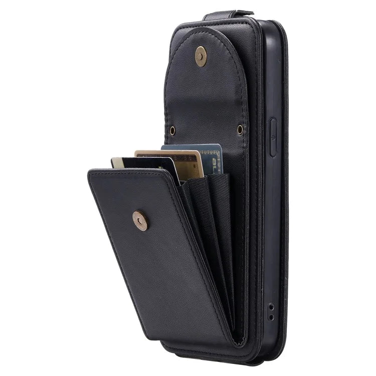 For iPhone 15 Pro Max Case Wallet PU Leather Phone Stand Cover with Straps