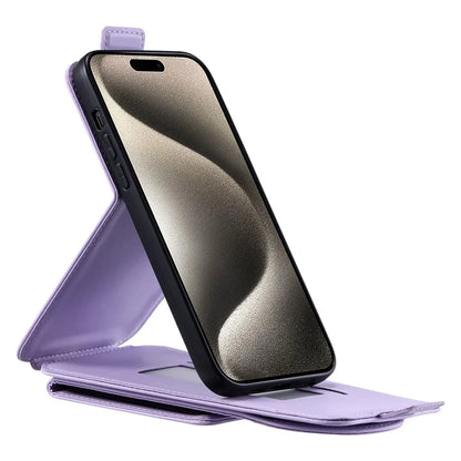 For iPhone 15 Pro Max Case Wallet PU Leather Phone Stand Cover with Straps