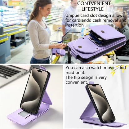 For iPhone 15 Pro Max Case Wallet PU Leather Phone Stand Cover with Straps