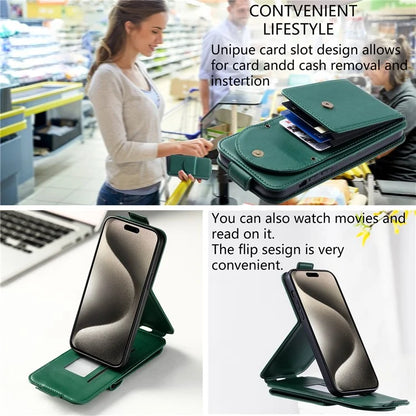 For iPhone 15 Pro Max Case Wallet PU Leather Phone Stand Cover with Straps