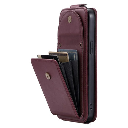 For iPhone 15 Pro Max Case Wallet PU Leather Phone Stand Cover with Straps