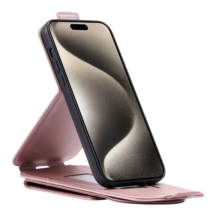 For iPhone 14 Pro Case Card Bag PU Leather Vertical Flip Phone Cover with Straps