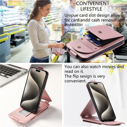 For iPhone 14 Pro Case Card Bag PU Leather Vertical Flip Phone Cover with Straps