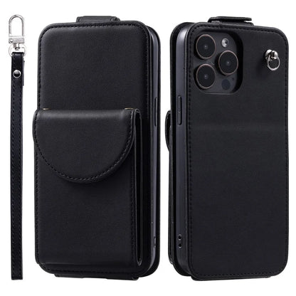 For iPhone 14 Pro Case Card Bag PU Leather Vertical Flip Phone Cover with Straps