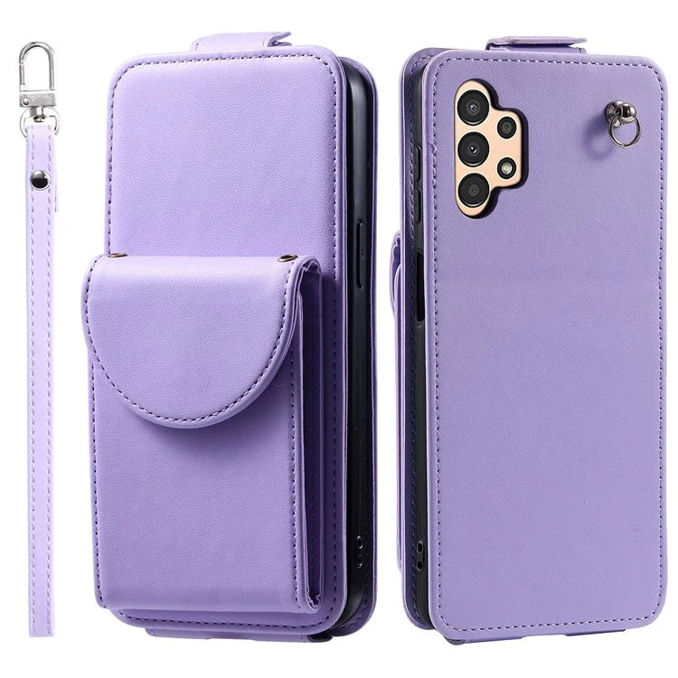 For Samsung Galaxy A13 4G / 5G Case Leather Vertical Flip Phone Cover with Straps