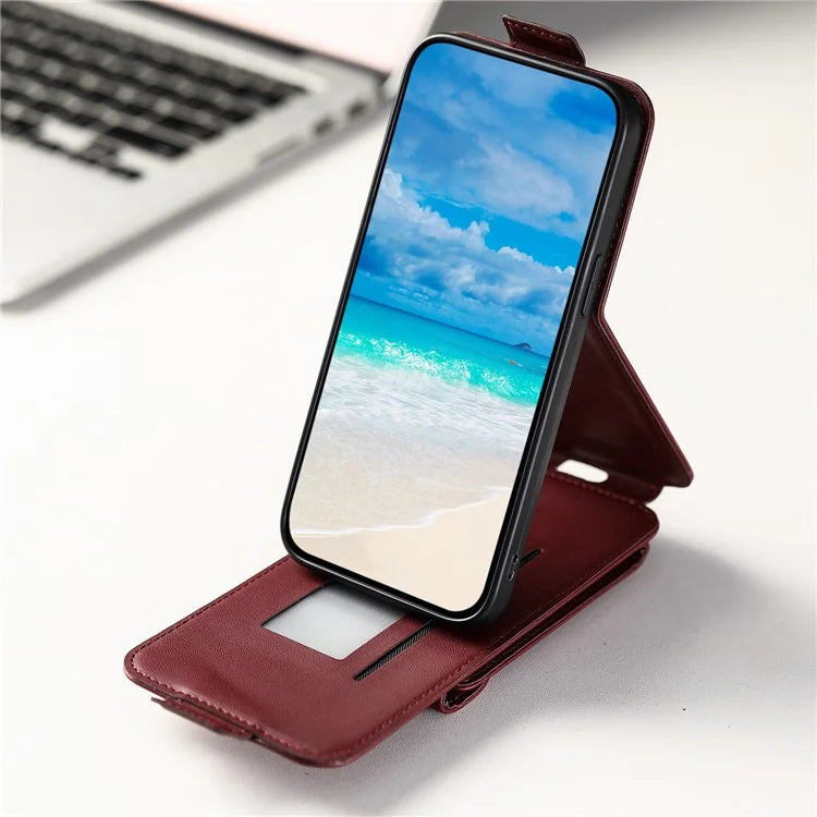 Card Bag Phone Case for Samsung Galaxy A05s 4G PU Leather + TPU Vertical Flip Phone Cover Wallet