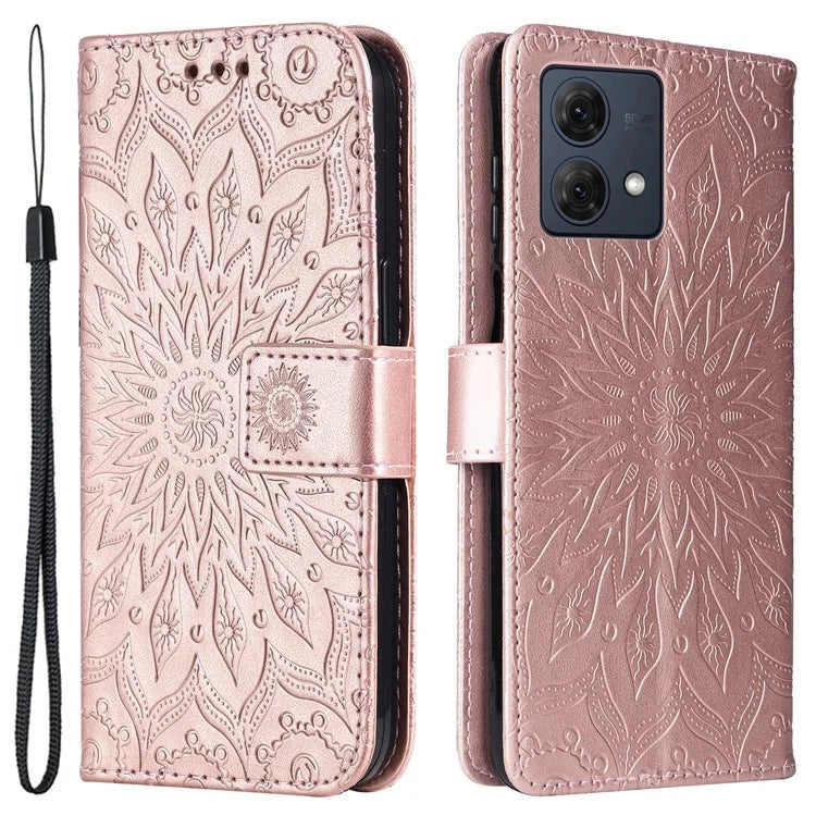 KT Imprinting Flower Series-1 For Motorola Moto G84 5G Case Anti-Scratch Stand Leather Phone Cover Wallet