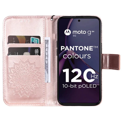 KT Imprinting Flower Series-1 For Motorola Moto G84 5G Case Anti-Scratch Stand Leather Phone Cover Wallet