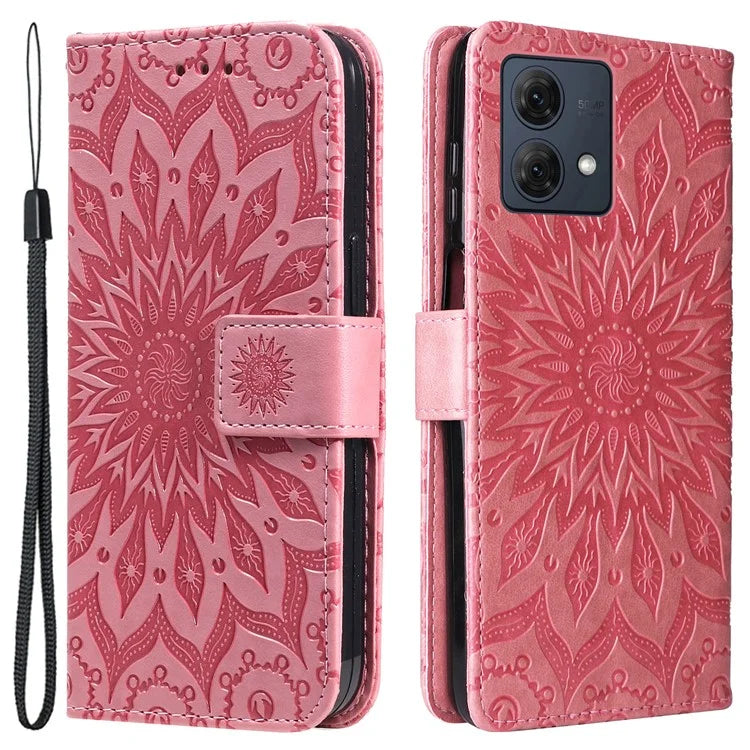KT Imprinting Flower Series-1 For Motorola Moto G84 5G Case Anti-Scratch Stand Leather Phone Cover Wallet