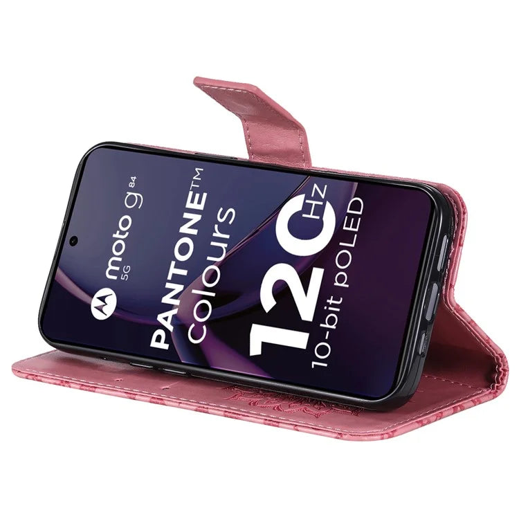 KT Imprinting Flower Series-1 For Motorola Moto G84 5G Case Anti-Scratch Stand Leather Phone Cover Wallet
