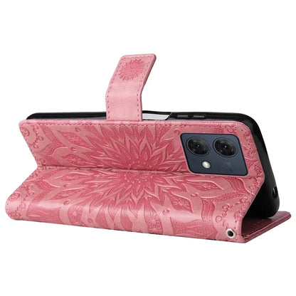 KT Imprinting Flower Series-1 For Motorola Moto G84 5G Case Anti-Scratch Stand Leather Phone Cover Wallet