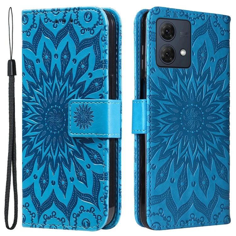 KT Imprinting Flower Series-1 For Motorola Moto G84 5G Case Anti-Scratch Stand Leather Phone Cover Wallet