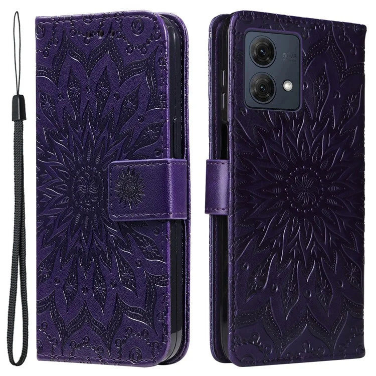 KT Imprinting Flower Series-1 For Motorola Moto G84 5G Case Anti-Scratch Stand Leather Phone Cover Wallet