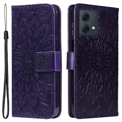 KT Imprinting Flower Series-1 For Motorola Moto G84 5G Case Anti-Scratch Stand Leather Phone Cover Wallet