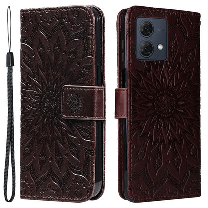 KT Imprinting Flower Series-1 For Motorola Moto G84 5G Case Anti-Scratch Stand Leather Phone Cover Wallet