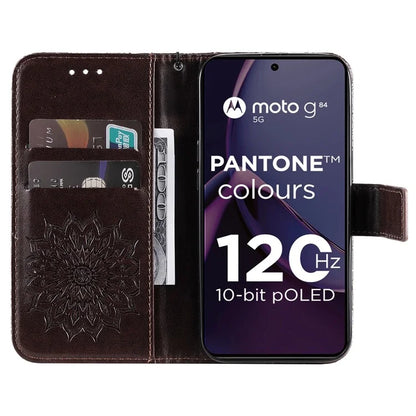 KT Imprinting Flower Series-1 For Motorola Moto G84 5G Case Anti-Scratch Stand Leather Phone Cover Wallet