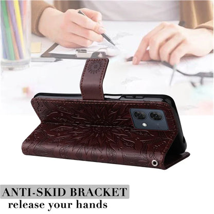 KT Imprinting Flower Series-1 For Motorola Moto G84 5G Case Anti-Scratch Stand Leather Phone Cover Wallet