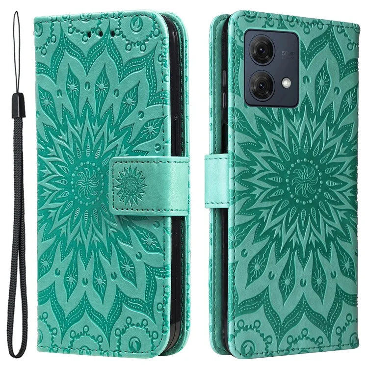 KT Imprinting Flower Series-1 For Motorola Moto G84 5G Case Anti-Scratch Stand Leather Phone Cover Wallet