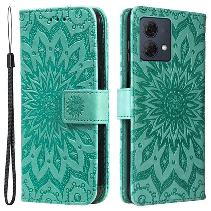 KT Imprinting Flower Series-1 For Motorola Moto G84 5G Case Anti-Scratch Stand Leather Phone Cover Wallet