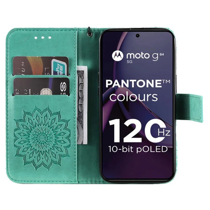 KT Imprinting Flower Series-1 For Motorola Moto G84 5G Case Anti-Scratch Stand Leather Phone Cover Wallet