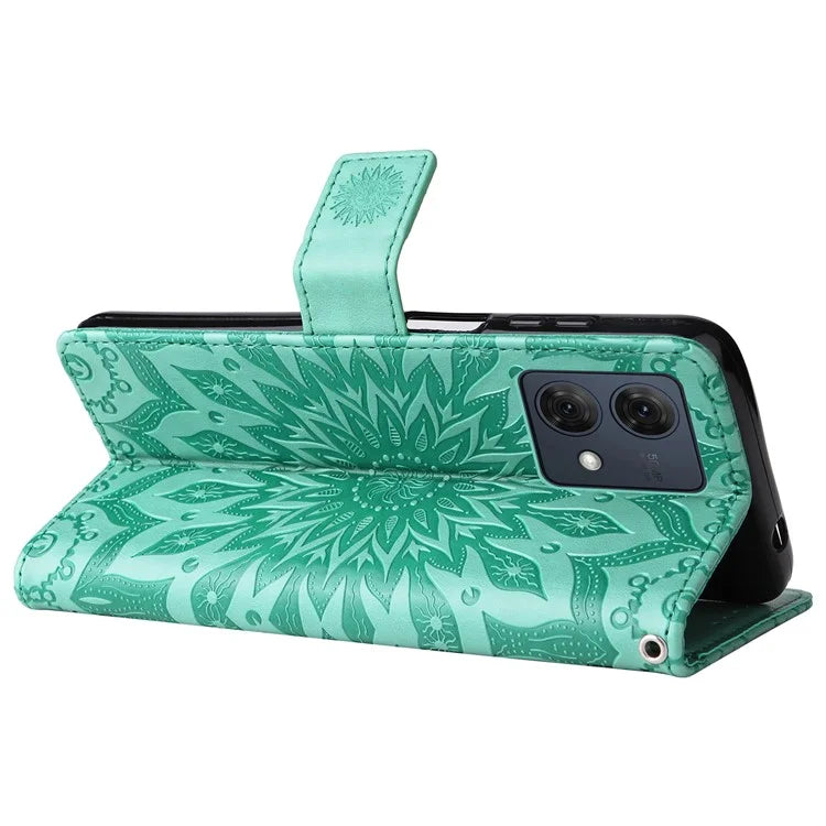 KT Imprinting Flower Series-1 For Motorola Moto G84 5G Case Anti-Scratch Stand Leather Phone Cover Wallet