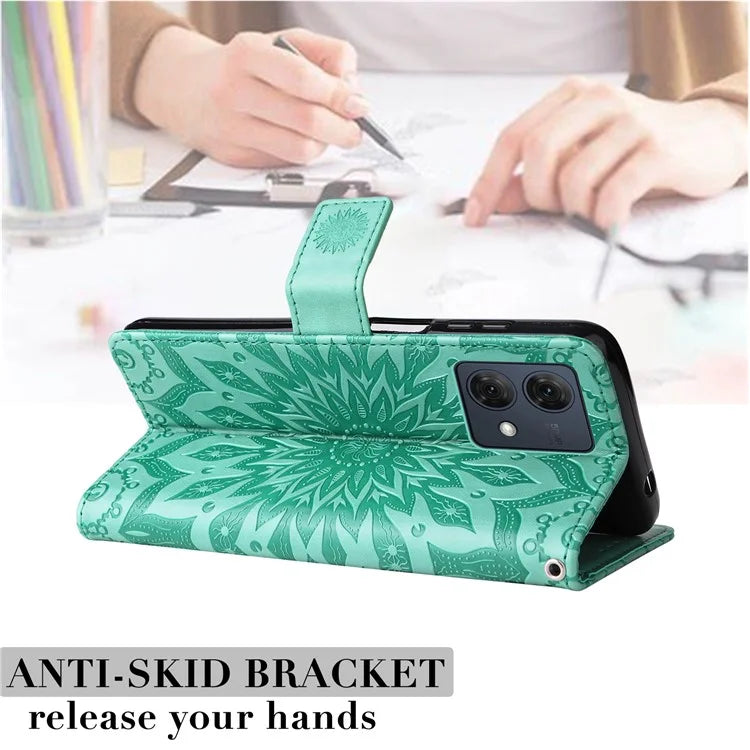 KT Imprinting Flower Series-1 For Motorola Moto G84 5G Case Anti-Scratch Stand Leather Phone Cover Wallet