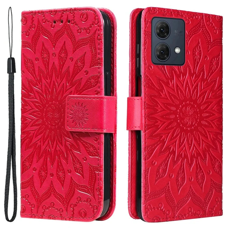 KT Imprinting Flower Series-1 For Motorola Moto G84 5G Case Anti-Scratch Stand Leather Phone Cover Wallet