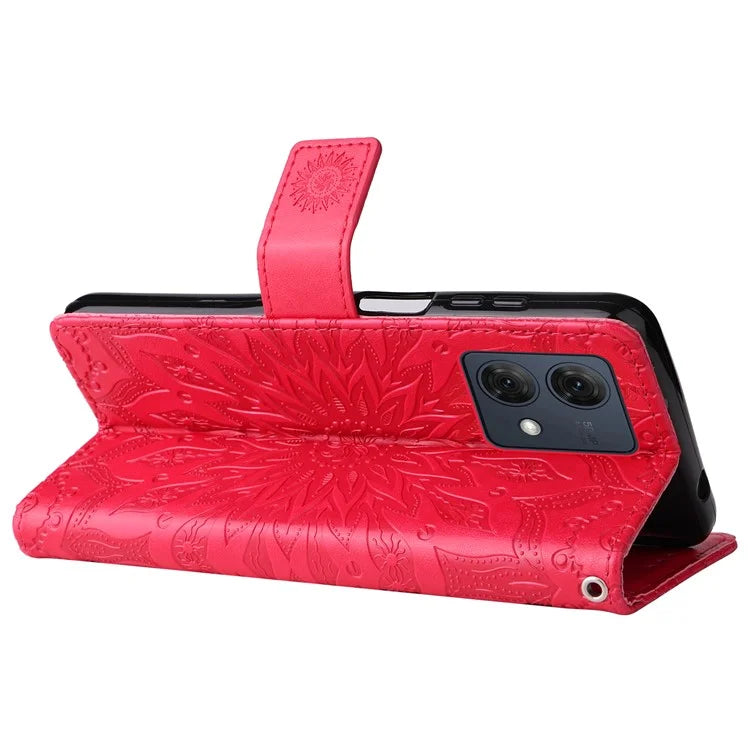 KT Imprinting Flower Series-1 For Motorola Moto G84 5G Case Anti-Scratch Stand Leather Phone Cover Wallet