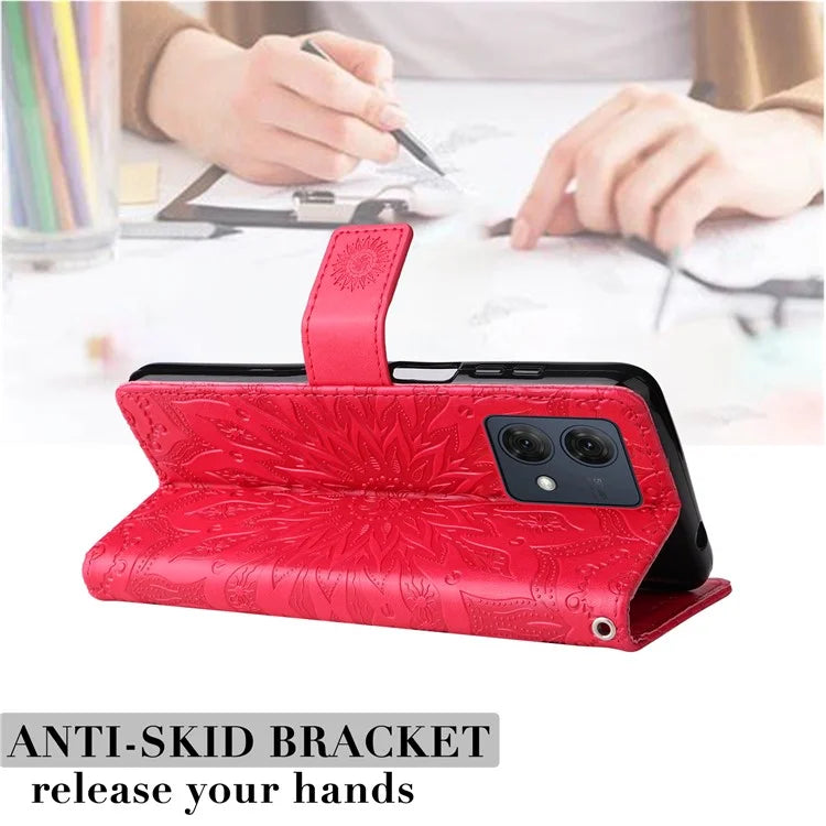 KT Imprinting Flower Series-1 For Motorola Moto G84 5G Case Anti-Scratch Stand Leather Phone Cover Wallet