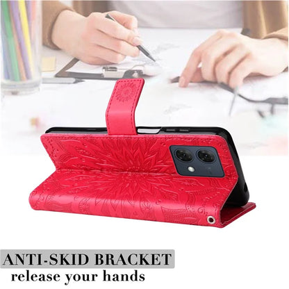 KT Imprinting Flower Series-1 For Motorola Moto G84 5G Case Anti-Scratch Stand Leather Phone Cover Wallet