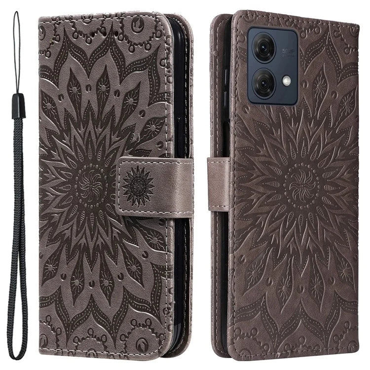 KT Imprinting Flower Series-1 For Motorola Moto G84 5G Case Anti-Scratch Stand Leather Phone Cover Wallet