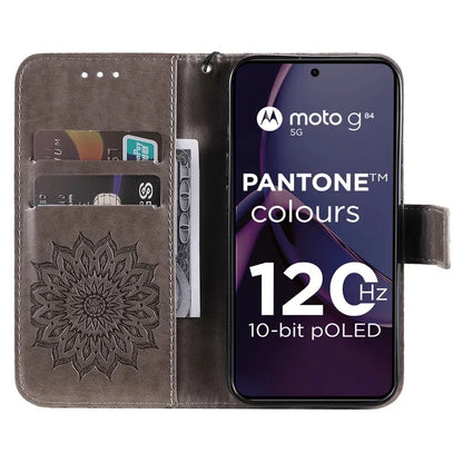 KT Imprinting Flower Series-1 For Motorola Moto G84 5G Case Anti-Scratch Stand Leather Phone Cover Wallet