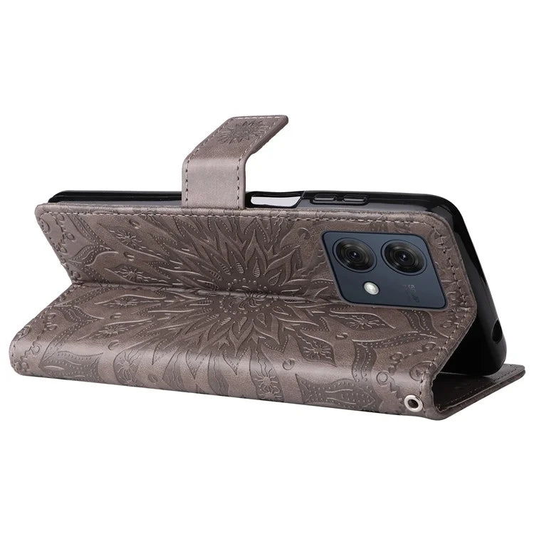 KT Imprinting Flower Series-1 For Motorola Moto G84 5G Case Anti-Scratch Stand Leather Phone Cover Wallet