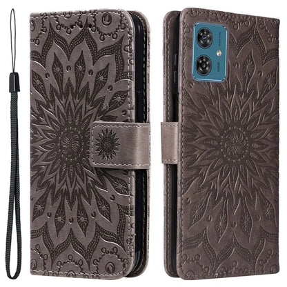 KT Imprinting Flower Series-1 For Motorola Moto G54 5G Leather Case Wallet Stand Phone Cover