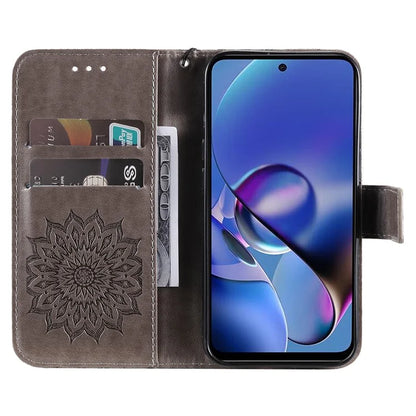 KT Imprinting Flower Series-1 For Motorola Moto G54 5G Leather Case Wallet Stand Phone Cover