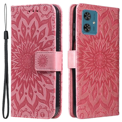 KT Imprinting Flower Series-1 For Motorola Moto G54 5G Leather Case Wallet Stand Phone Cover