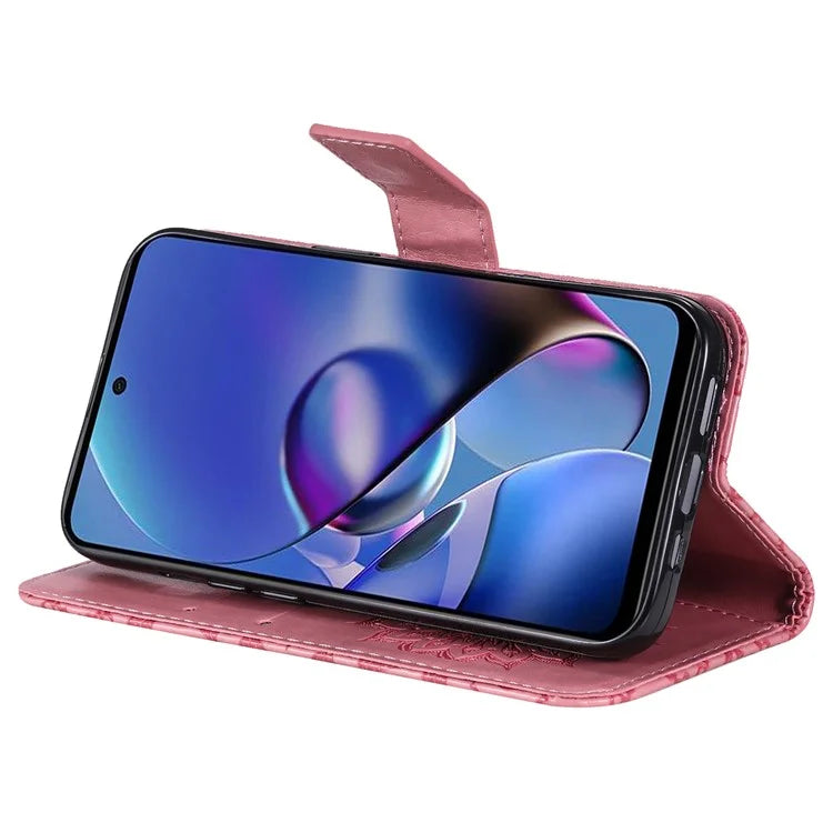 KT Imprinting Flower Series-1 For Motorola Moto G54 5G Leather Case Wallet Stand Phone Cover
