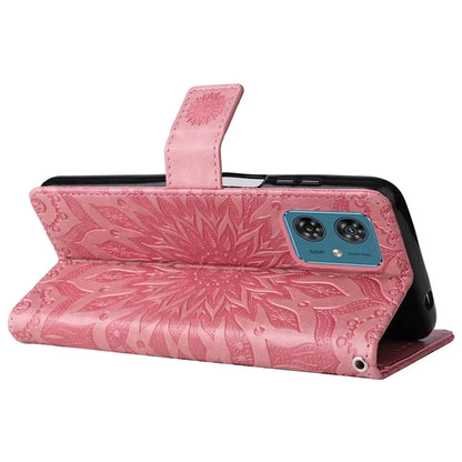 KT Imprinting Flower Series-1 For Motorola Moto G54 5G Leather Case Wallet Stand Phone Cover