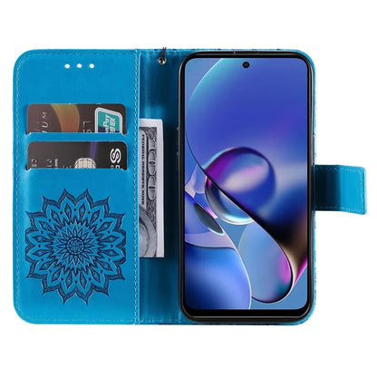 KT Imprinting Flower Series-1 For Motorola Moto G54 5G Leather Case Wallet Stand Phone Cover