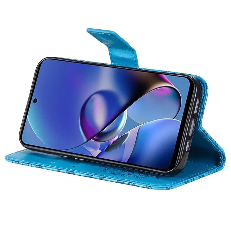 KT Imprinting Flower Series-1 For Motorola Moto G54 5G Leather Case Wallet Stand Phone Cover