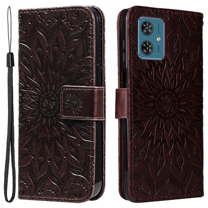 KT Imprinting Flower Series-1 For Motorola Moto G54 5G Leather Case Wallet Stand Phone Cover