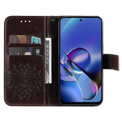KT Imprinting Flower Series-1 For Motorola Moto G54 5G Leather Case Wallet Stand Phone Cover