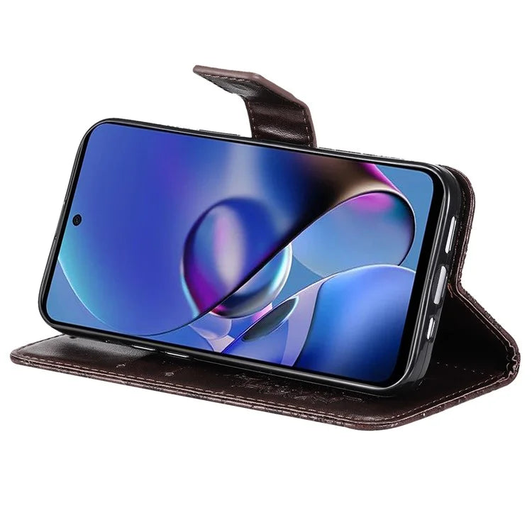 KT Imprinting Flower Series-1 For Motorola Moto G54 5G Leather Case Wallet Stand Phone Cover
