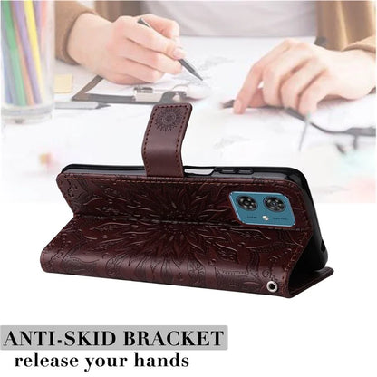 KT Imprinting Flower Series-1 For Motorola Moto G54 5G Leather Case Wallet Stand Phone Cover