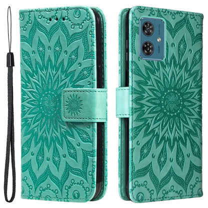 KT Imprinting Flower Series-1 For Motorola Moto G54 5G Leather Case Wallet Stand Phone Cover