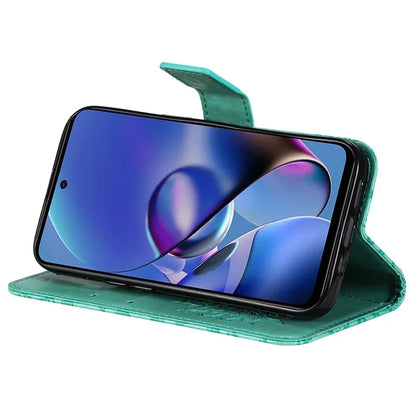 KT Imprinting Flower Series-1 For Motorola Moto G54 5G Leather Case Wallet Stand Phone Cover