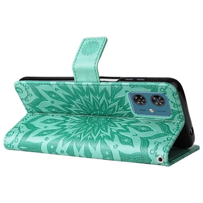 KT Imprinting Flower Series-1 For Motorola Moto G54 5G Leather Case Wallet Stand Phone Cover