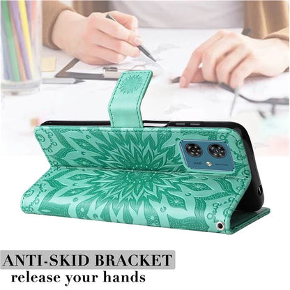 KT Imprinting Flower Series-1 For Motorola Moto G54 5G Leather Case Wallet Stand Phone Cover